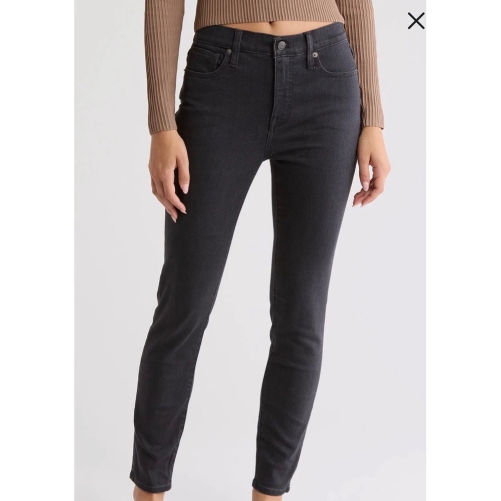 Madewell Jeans 10" High Rise Skinny Jeans Black Denim Size 27 Gray P0931